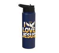 I Love Jesus Christian Faith Dove Icon Stainless Steel Insulated Water Bottle