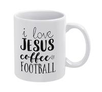 I Love Jesus Coffee and Football 11 Oz Novelty Drinking Cup Novelty Coffee Cup Ceramic Mugs for Women and Men Dad Mommaa478