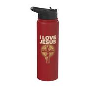 I Love Jesus Cross Faith Hope Stainless Steel Insulated Water Bottle