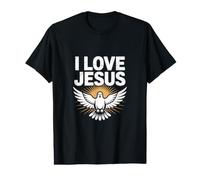 I Love Jesus Dove Sunburst Faith Message Value Graphic T-Shirt