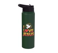 I Love Jesus Dove Sunburst Peaceful Faith Stainless Steel Insulated Water Bottle