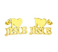 I Love Jesus Earring Religious Love Heart Stud Earrings for Women Men Hollow Faith Jewelry Gift (G)