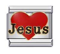 I Love Jesus Heart Faith Silver Italian 9mm Link Stainless Steel Bracelet Charm Compatible With Nomination 9mm Bracelet