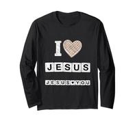 I Love Jesus Loves You Waffle Heart Christian Graphic Design Long Sleeve T-Shirt