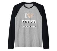 I Love Jesus Loves You Waffle Heart Christian Graphic Design Raglan Baseball Tee
