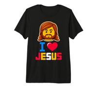 I Love Jesus Master Builder Building Bricks Blocks Christian Premium T-Shirt