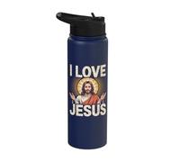 I Love Jesus Radiant Savior Art Stainless Steel Insulated Water Bottle