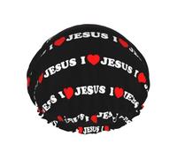 I Love Jesus Shower Caps Bath Cap For Women Adjustable Double Layer Hair Protection Spa Salon Shower Hat