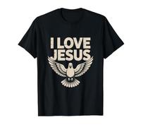 I Love Jesus Spiritual Faith Dove Value Graphic T-Shirt, Men, Black, XL