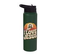 I Love Jesus Vintage Sunset Graphic Stainless Steel Insulated Water Bottle