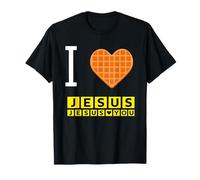 I Love Jesus Waffle Heart Funny Christian Breakfast T-Shirt