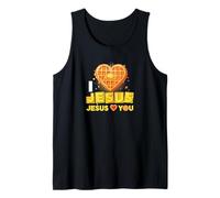 I Love Jesus Waffle Heart Funny Christian Breakfast Tank Top