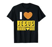 I Love Jesus Waffle Heart Jesus Loves You Funny Breakfast T-Shirt
