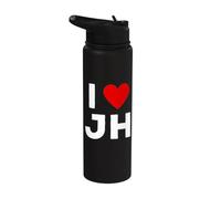 I Love JH Initials First Last Name Personalised Red Heart Stainless Steel Insulated Water Bottle