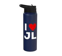 I Love JL Initials First Last Name Personalised Red Heart Stainless Steel Insulated Water Bottle