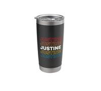 I Love Justine Personalized Retro Sunset First Name Stainless Steel Insulated Tumbler
