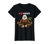 I Love Karate Eagle, Funny Martial Arts Zen Fighter Value Graphic T-Shirt, Women, Black, M