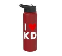 I Love KD Initials First Last Name Personalised Red Heart Stainless Steel Insulated Water Bottle