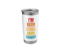 I Love Keith Personalized Retro Pattern First Name Stainless Steel Insulated Tumbler
