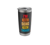 I Love Keith Personalized Retro Pattern First Name Stainless Steel Insulated Tumbler