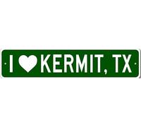 I Love Kermit, Texas Metal Wall Decor City Limit Sign