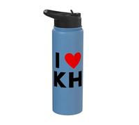 I Love KH Initials First Last Name Personalised Red Heart Stainless Steel Insulated Water Bottle