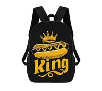 I Love King of Burger Classic 17Inch Backpack Travel Daypack Laptop with Side Pockets for Men Women