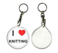 I Love Knitting - 55mm Button Badge Key Ring