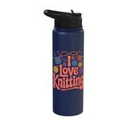 I Love Knitting Creative Yarn Balls Stainless Steel Insulated Water Bottle