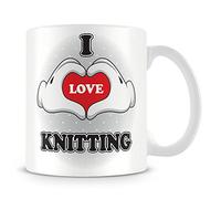 I Love Knitting Mug - Add Photo - Personalised Love-Heart Hands Design Gift