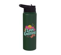 I Love Knitting Yarn Balls Fun Design Stainless Steel Insulated Water Bottle
