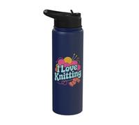 I Love Knitting Yarn Balls Fun Design Stainless Steel Insulated Water Bottle