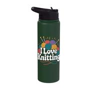I Love Knitting Yarn Balls Needles Fun Stainless Steel Insulated Water Bottle