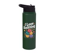 I Love Knitting Yarn Needles Hearts Stainless Steel Insulated Water Bottle