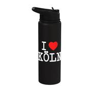 I Love Köln Colonia Germany Carnival Heart Cologne Cathedral Stainless Steel Insulated Water Bottle