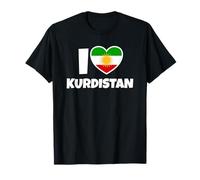I Love Kurdistan with Flag 21 Rayed Kurdish Sun and Heart T-Shirt