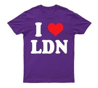 I Love LDN T-Shirt London Inspired Apparel, London City Tee, I Heart LDN T-Shirt Ideas Outfit Men's Unisex Tee Purple L