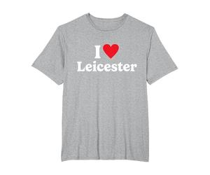 I Love Leicester T-Shirt, Men's Big and Tall, Heather Grey, 2X Tall