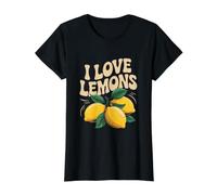 I Love Lemons Joyful Citrus Fruit Lovers Value Graphic T-Shirt, Women, Black, M