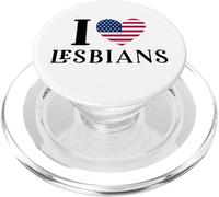 I Love Lesbians Funny Lesbian Love USA Flag PopSockets PopGrip for MagSafe