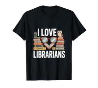 I Love Librarians Bookworm Owl Glasses Value Graphic T-Shirt, Men, Black, M