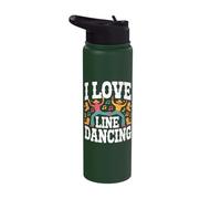 I Love Line Dancing Cowboy Fun Vibes Stainless Steel Insulated Water Bottle