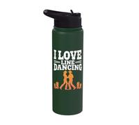 I Love Line Dancing Cowboy Silhouette Fun Stainless Steel Insulated Water Bottle