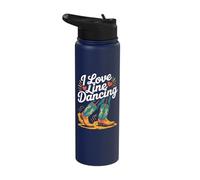 I Love Line Dancing Western Boots Fun Stainless Steel Insulated Water Bottle