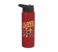 I Love Line Dancing Western Cowboys Stainless Steel Insulated Water Bottle