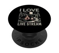 I Love Live Stream Wilderness Hiking Adventure Enthusiast PopSockets Adhesive PopGrip