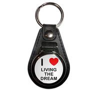 I Love Living The Dream - Black Plastic Medallion Key Ring