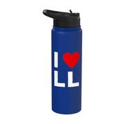 I Love LL Initials First Last Name Personalised Red Heart Stainless Steel Insulated Water Bottle