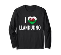 I Love Llandudno Wales Flag Heart Dragon Welsh Long Sleeve T-Shirt