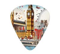 I Love London 12 Pack Guitar Plectrums With Storage Case, 0.46/0.71/0.96mm, Including Thin, Medium Thick Guitar Plectrums For Electric Guitars Bass Ukulele